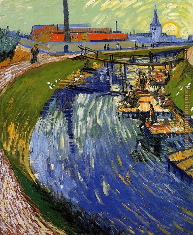Women Washing on a Canal painting - Vincent van Gogh Women Washing on a Canal art painting